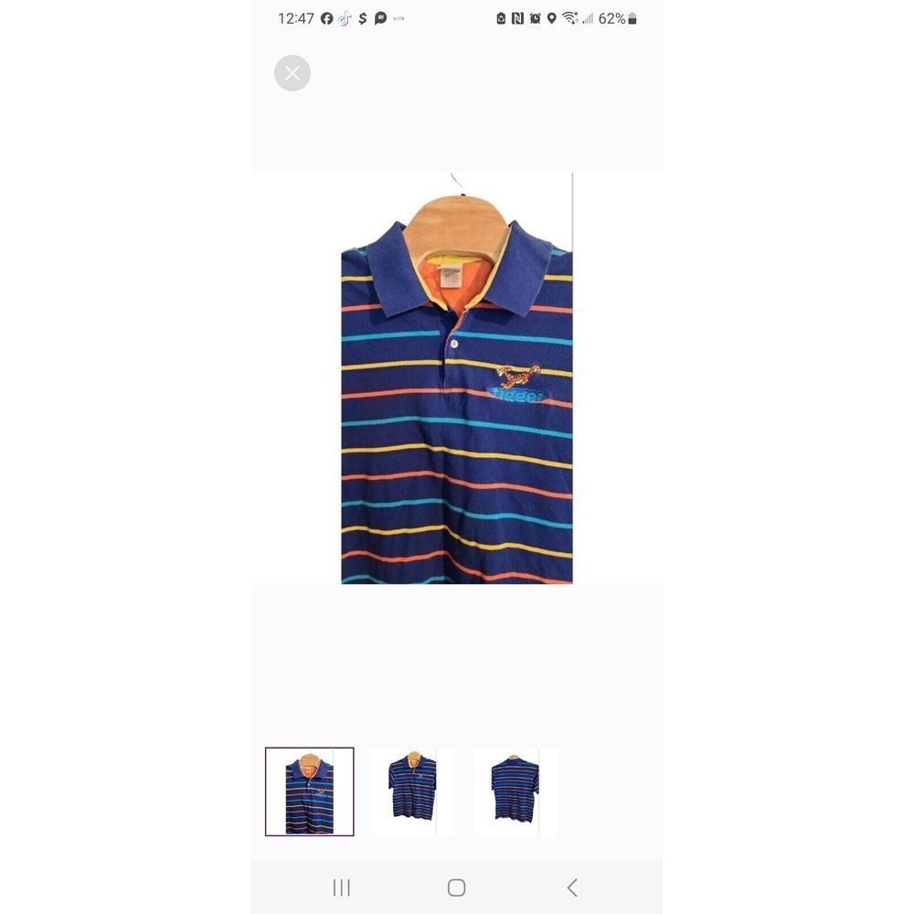Vintage Disney Store Tigger Polo Shirt Mens XL Blue Striped